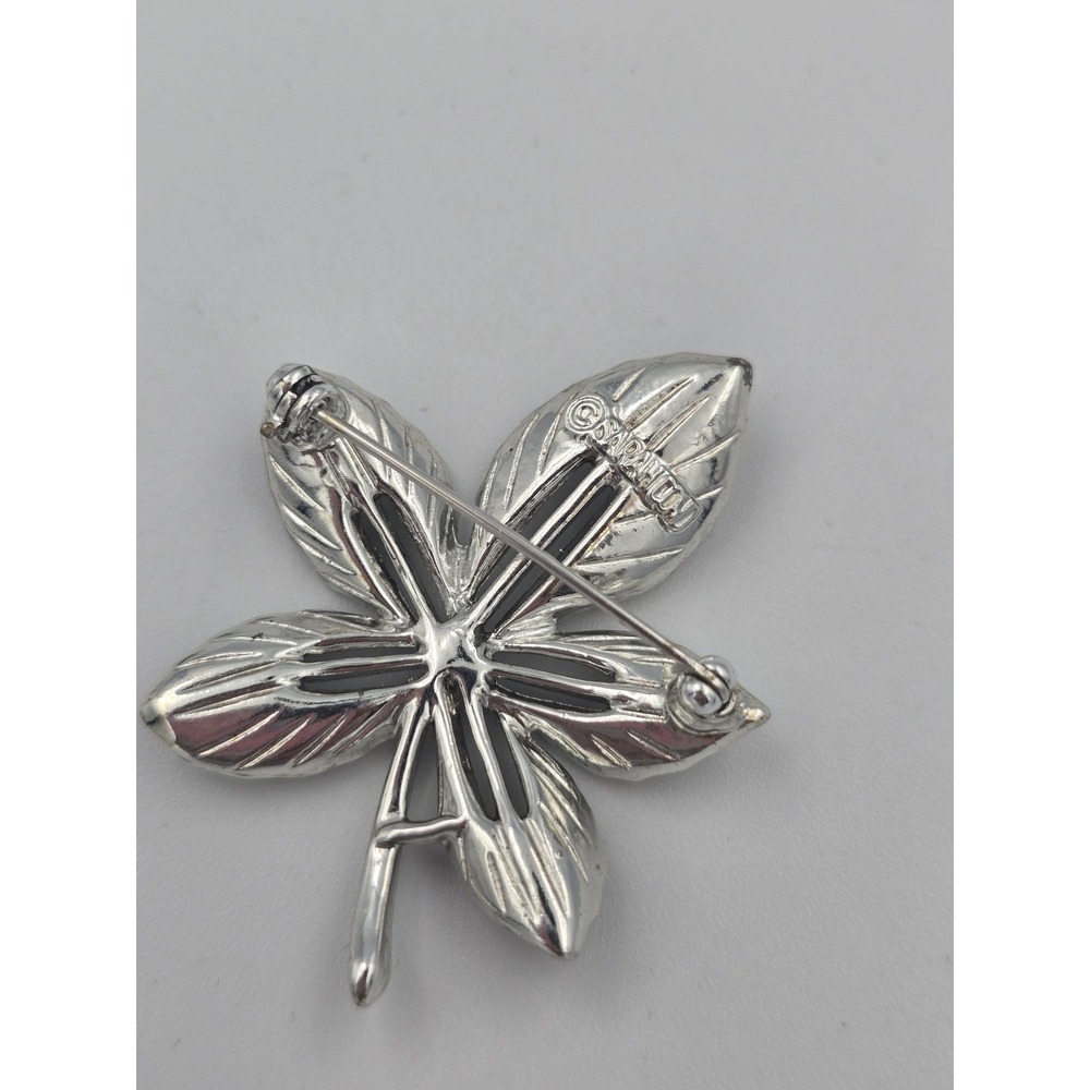 Vintage Sarah Coventry Silver Tone Textured Leaf Brooch Pin Costume Jewelry - Picture 4 of 6